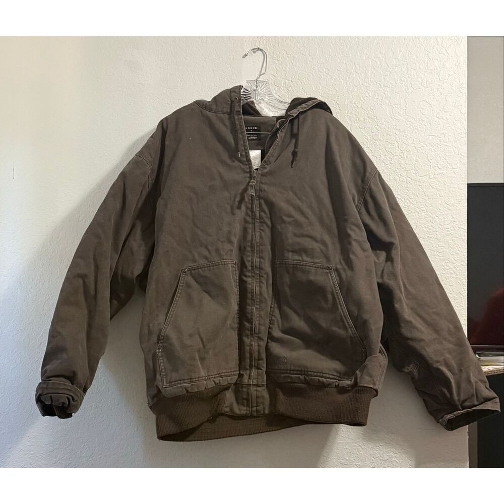 Lakin McKey Workwear Jacket Chore  3XLT 3x Brown Canvas Full Zip Lined Hood